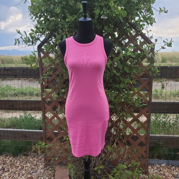 A New Day Barbie Pink Sleeveless Ribbed Bodycon Mini Dress Women's Size Small - Picture 1 of 13